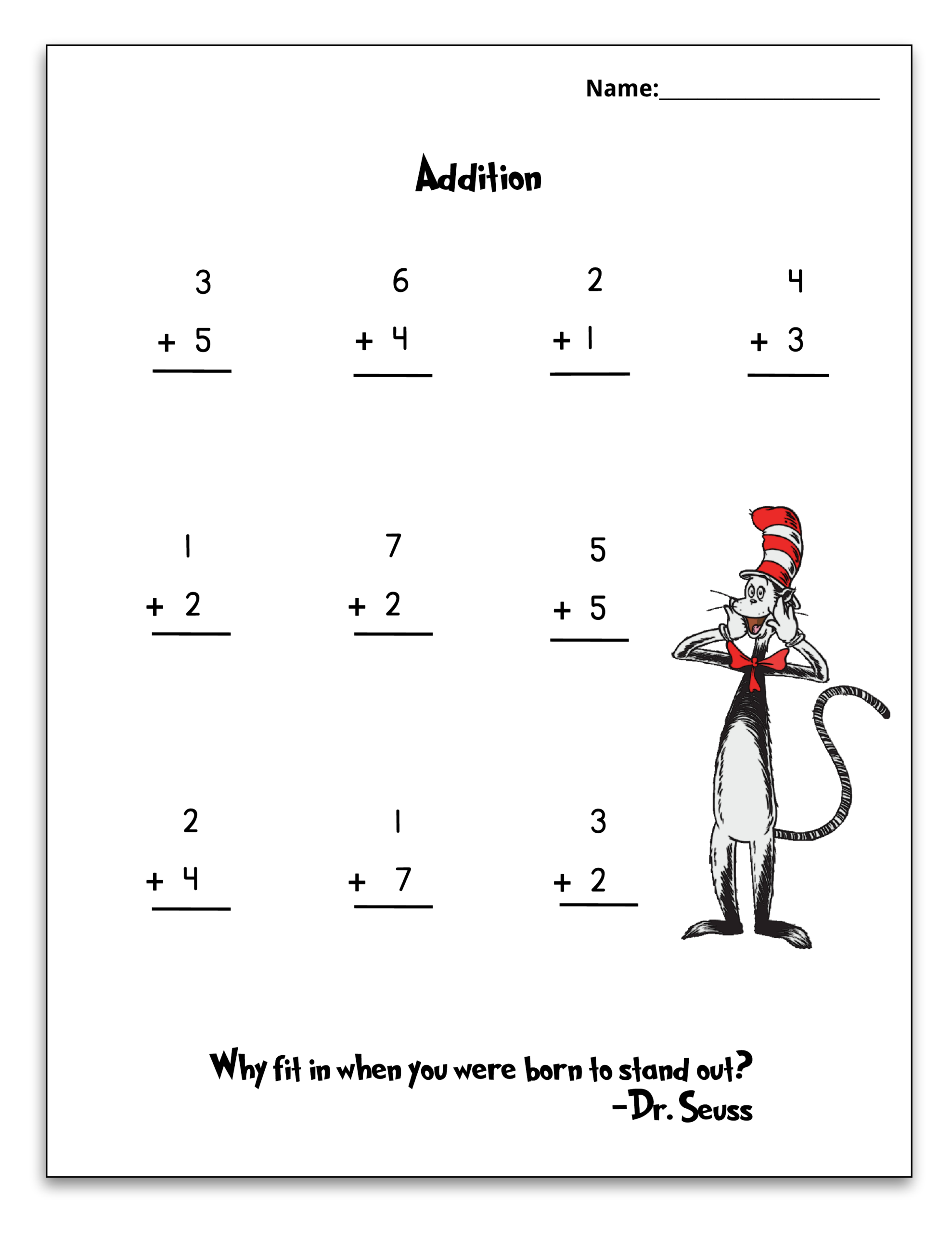 Free Dr Seuss Printable Math Pack For Grades K 1st Free Dr Seuss Printable Math Pack For Grades K 1st