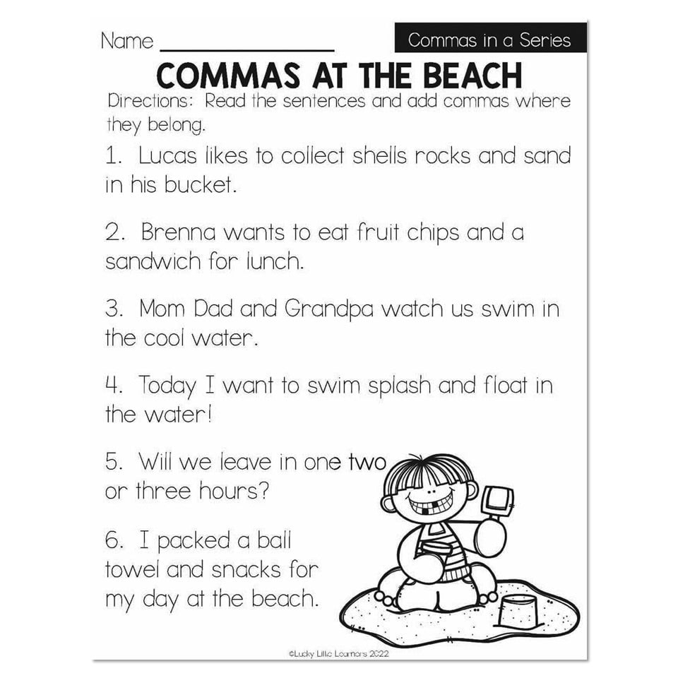Free First Grade Comma Worksheet Download Free First Grade Comma Worksheet Png Images Free Worksheets On Clipart Library