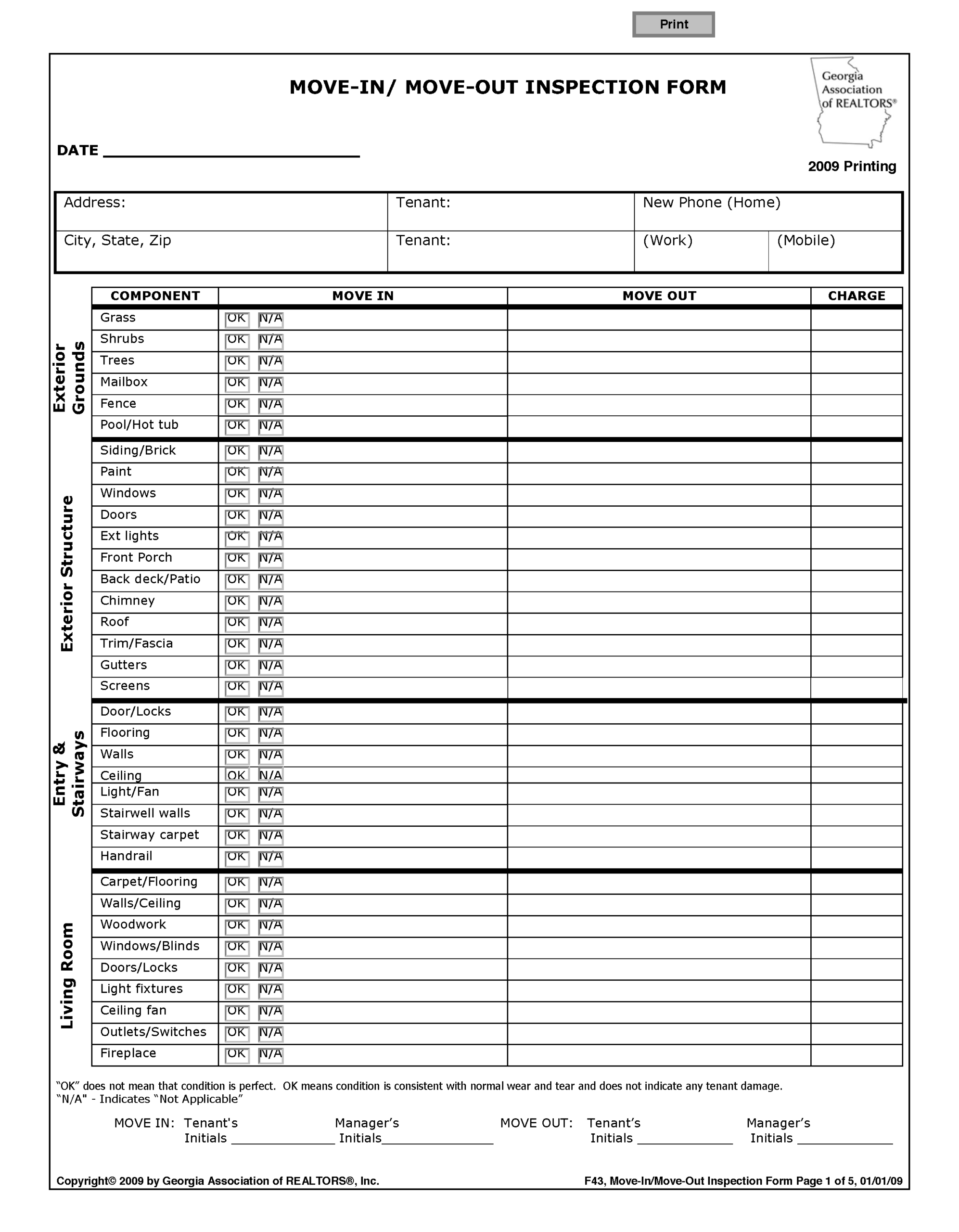 Free Georgia Move In Move Out Checklist PDF