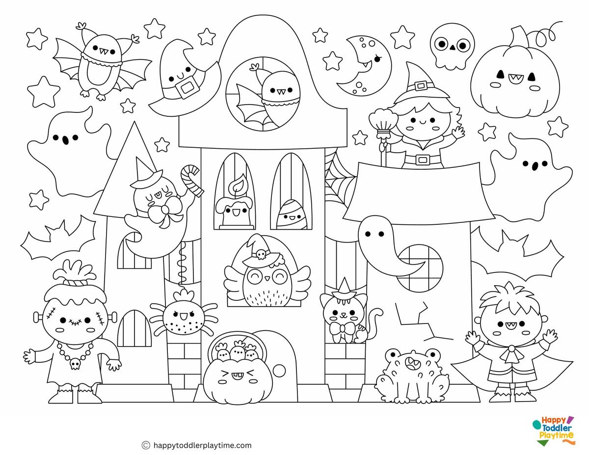 Free Haunted House Coloring Pages Happy Toddler Playtime Free Halloween Haunted House Craft Activity For Kids Smart Cookie Printables