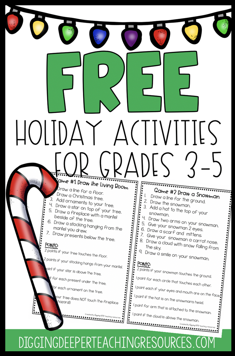 FREE Holiday Activities For Students In Grades 3 5