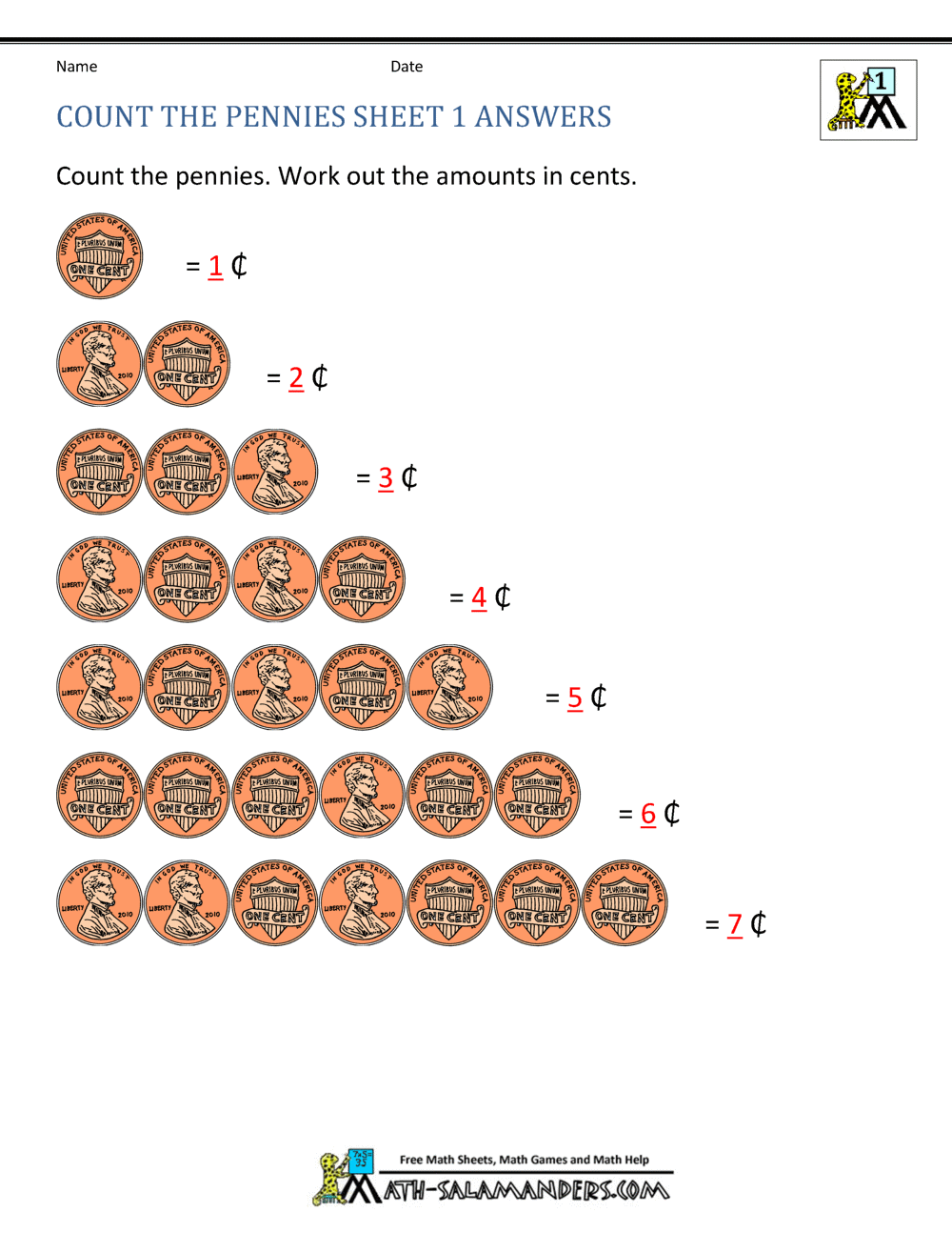 Free Math Money Worksheets 1st Grade Free Math Money Worksheets 1st Grade