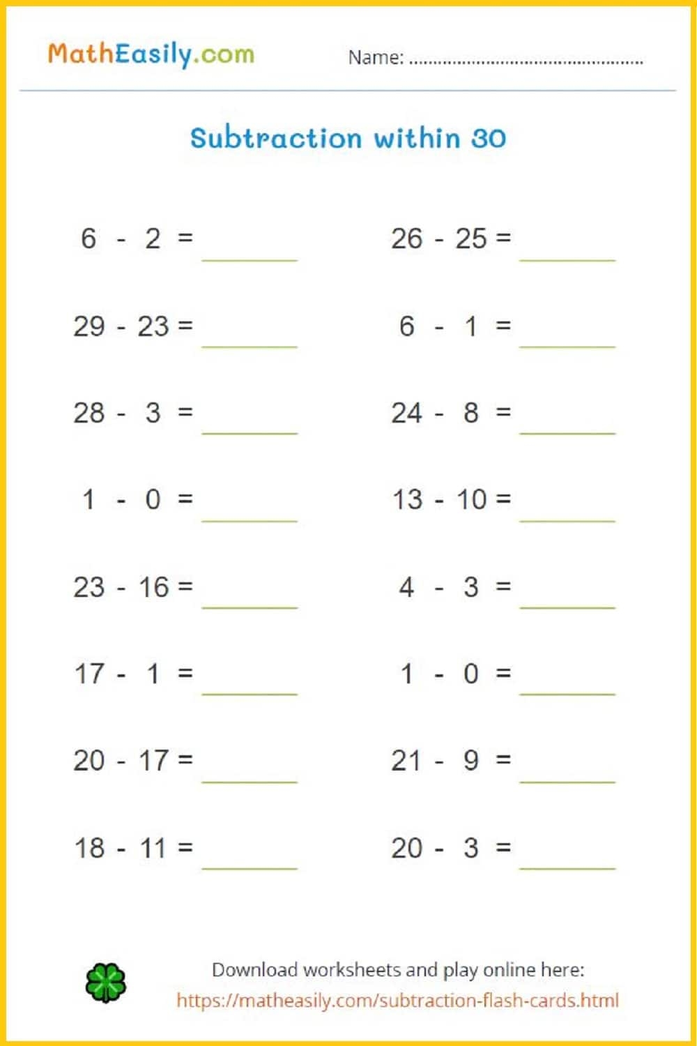 Free Math Worksheets Auto Generated With Answers Free Printable Customizable Math Worksheets Canva