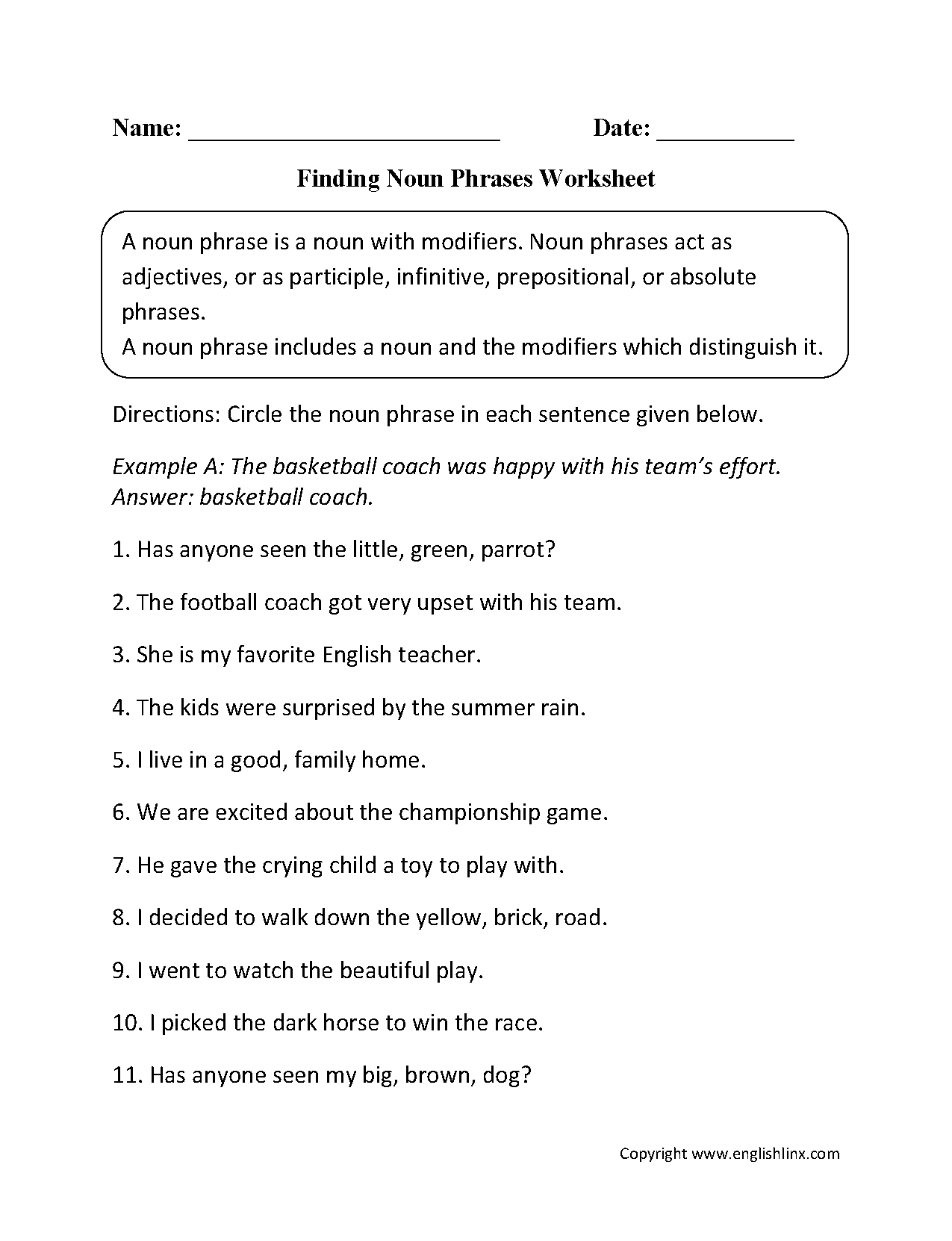 Free Nouns Worksheets Printable Noun Practice For All Grade Levels Free Nouns Worksheets Printable Noun Practice For All Grade Levels