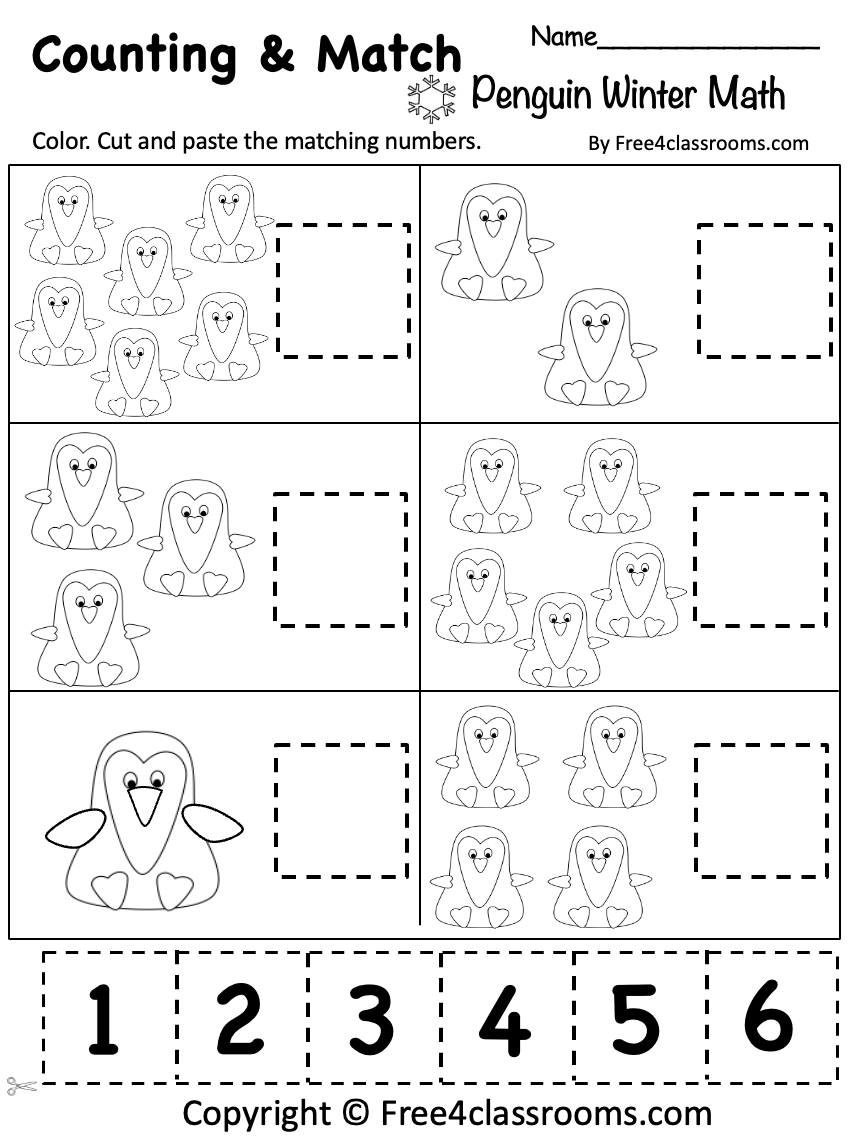 Free Penguin Math Worksheet L Printable For Preschool Printable Kindergarten Math Worksheets PDF Free Download