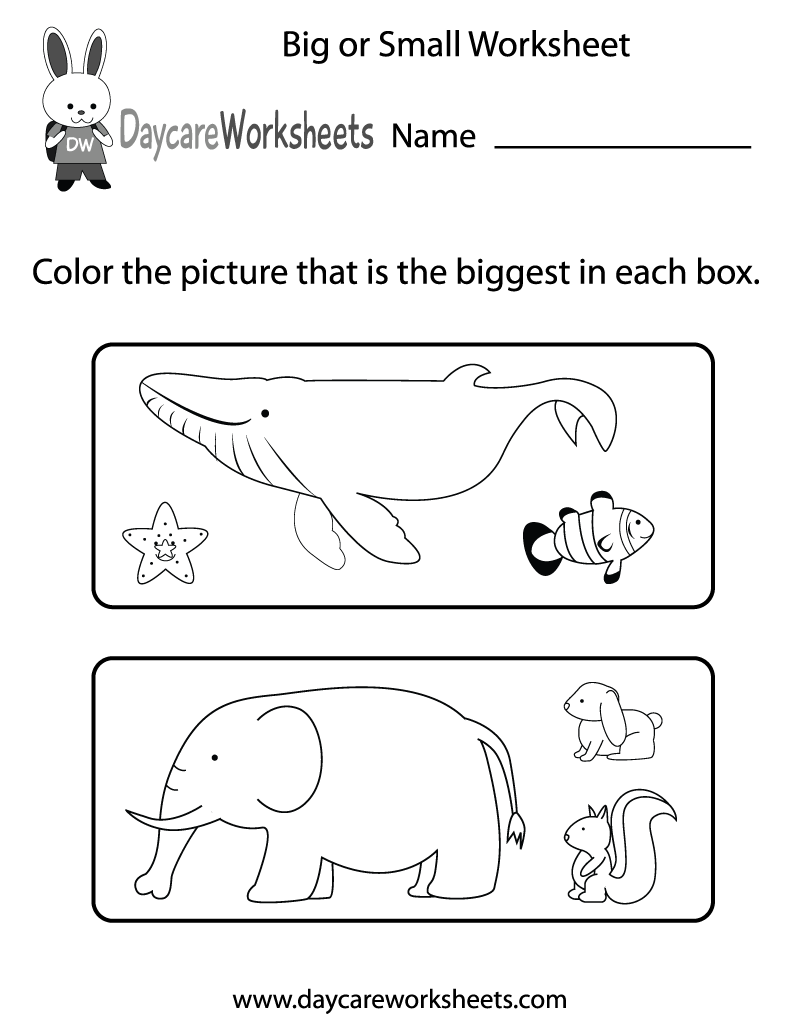 Free Preschool Big Or Small Worksheet Free Preschool Big Or Small Worksheet