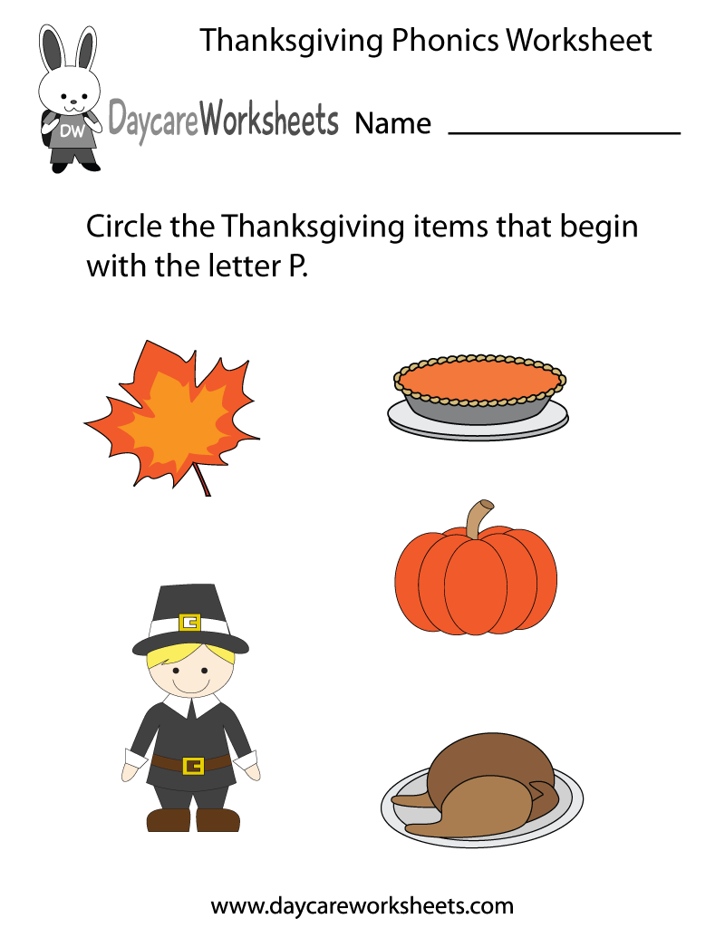 Free Preschool Thanksgiving Phonics Worksheet Thanksgiving Worksheets For Preschool The Teaching Aunt