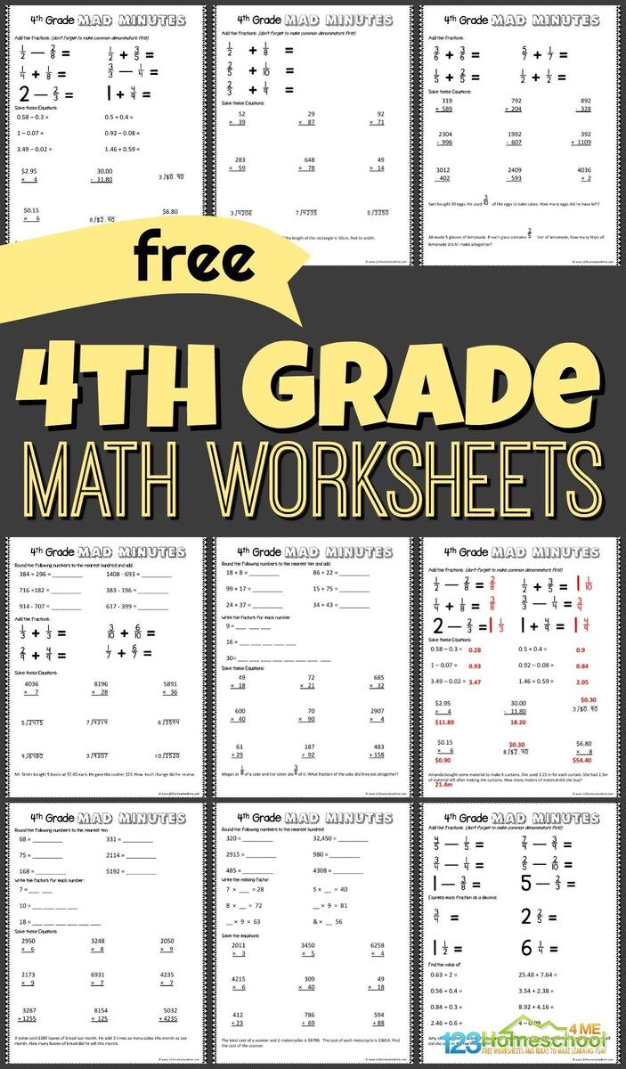 Grade 4 Multiplication Worksheets