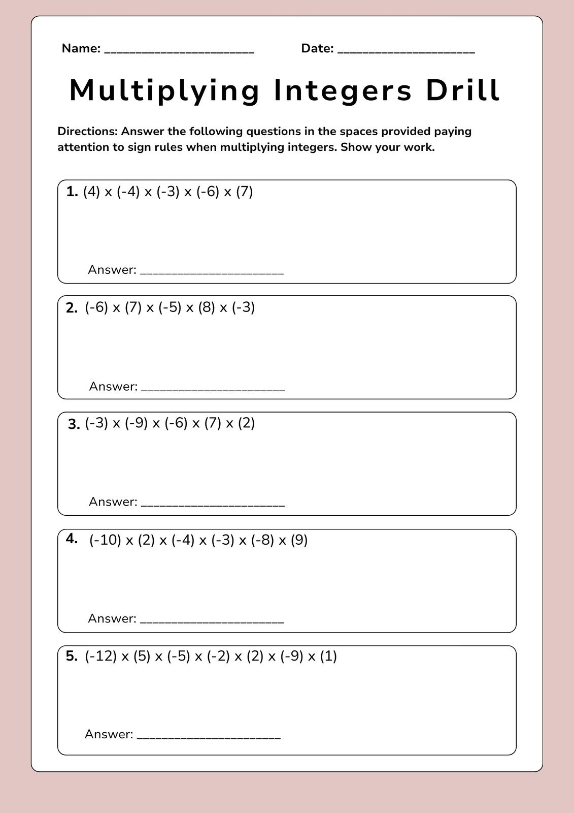 Eighth Grade Volume Worksheet