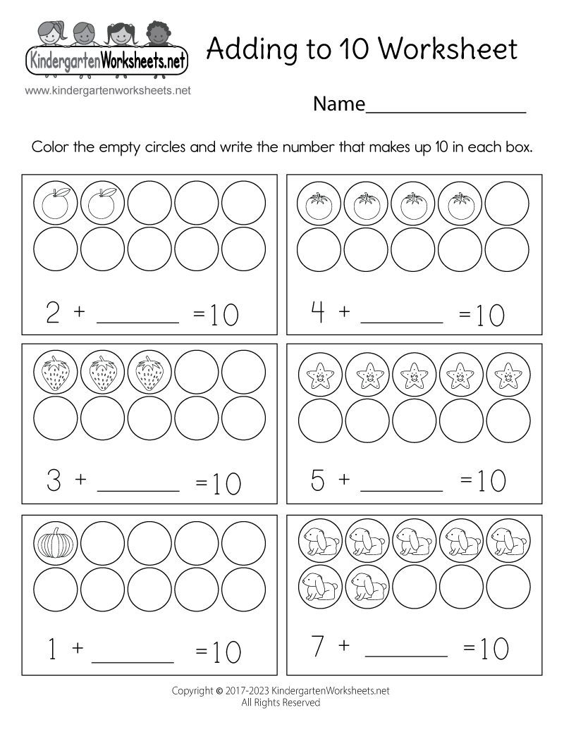 Free Printable Adding To 10 Worksheet Free Printable Adding To 10 Worksheet