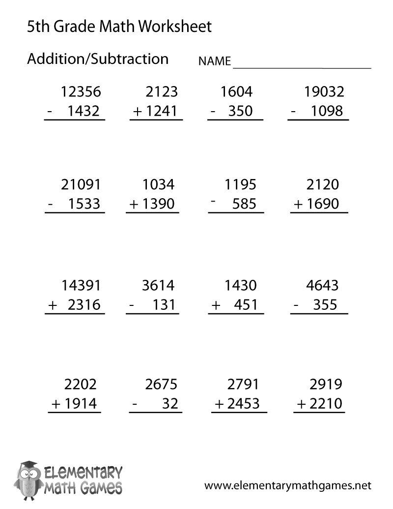 Free Printable Arithmetic Worksheet For Fifth Grade 5th Grade Math Worksheets
