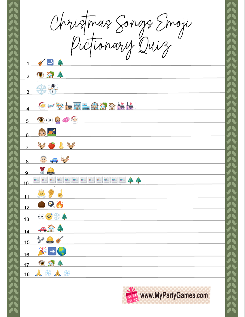 Christmas Emoji Pictionary Printable Game