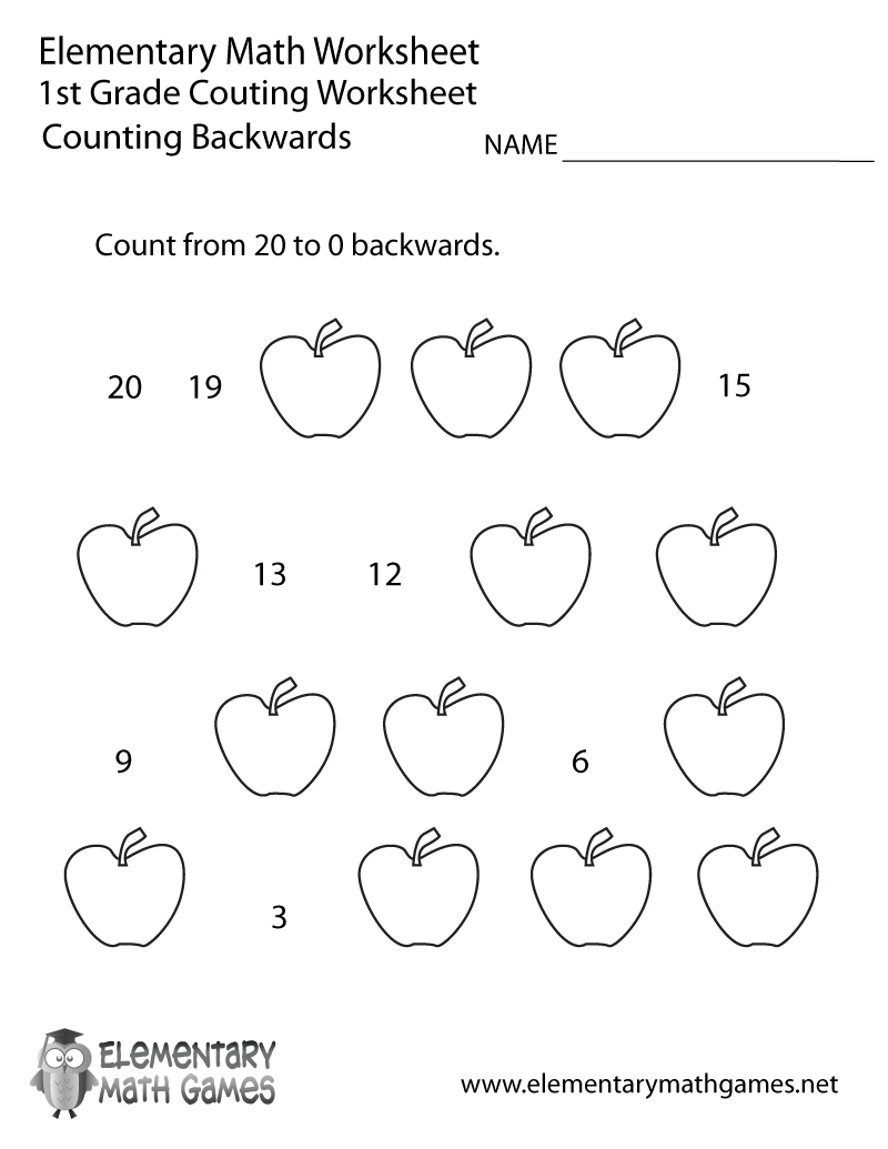 Free Printable Counting Backwards Worksheet For First Grade Counting On And Back Worksheets 3rd Grade
