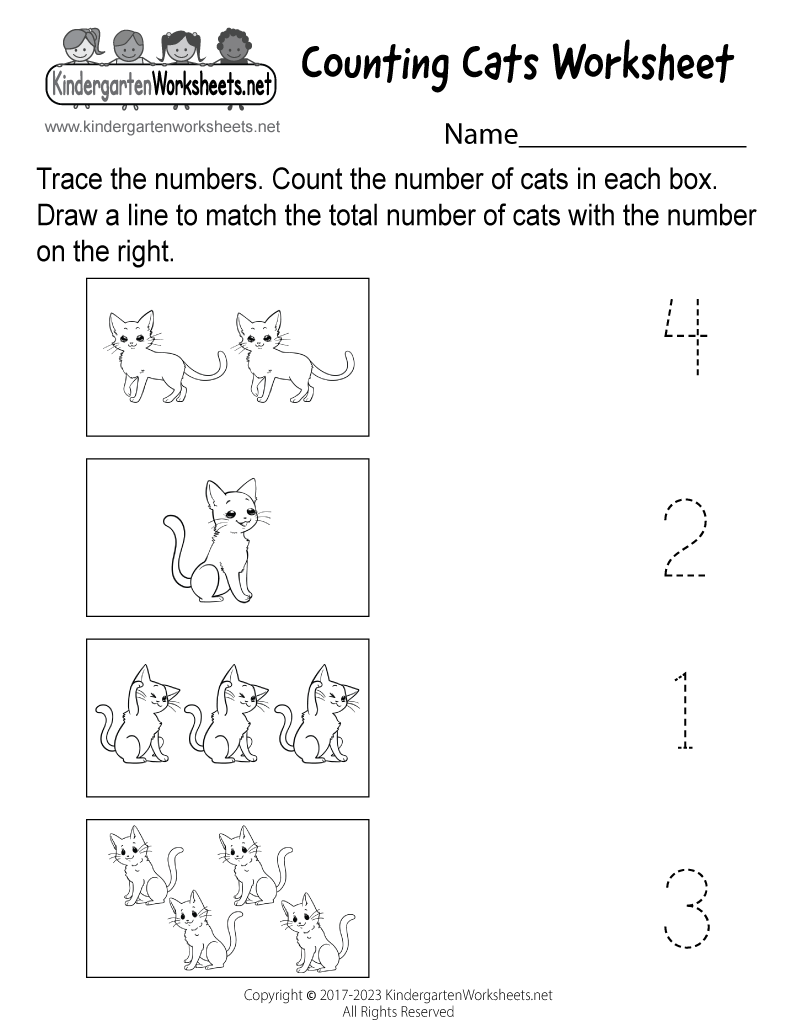 Free Printable Counting Cats Worksheet