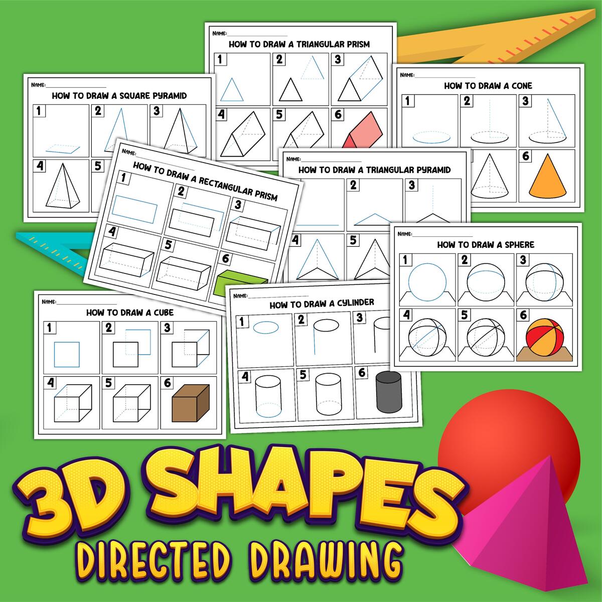 Free Printable Drawing 3D Shapes Pack Little Bins For Little Hands Free Printable Drawing 3D Shapes Pack Little Bins For Little Hands