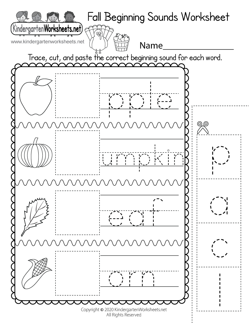 Free Printable Fall Beginning Sounds Worksheet Free Beginning Sounds Worksheets Teach Prints