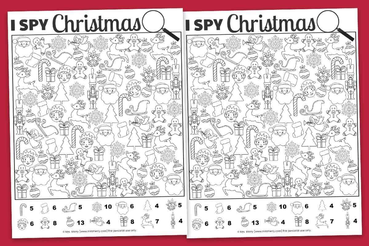 Free Printable I Spy Christmas Activity Mrs Merry Holiday Look Find Find The Hidden Christmas Objects Printable Hand Lettered Printables