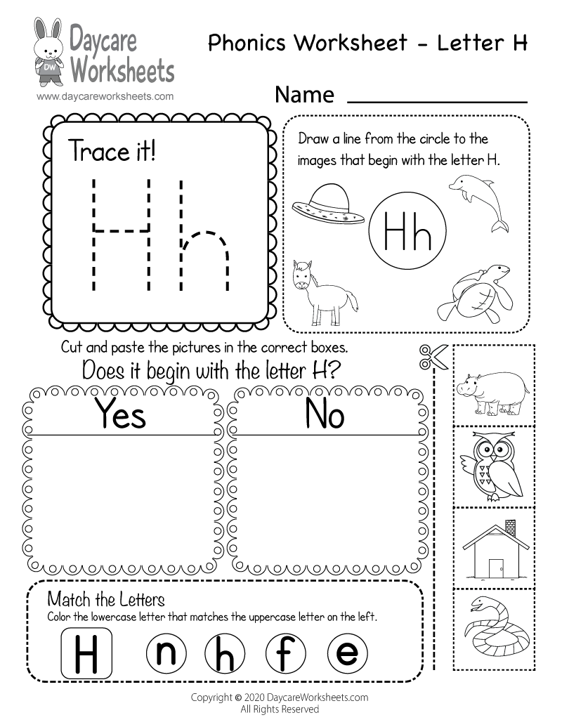 Free Printable Letter H Beginning Sounds Phonics Worksheet For Preschool Letter H Worksheets 55 Free PDF Printables Daydream Into Reality