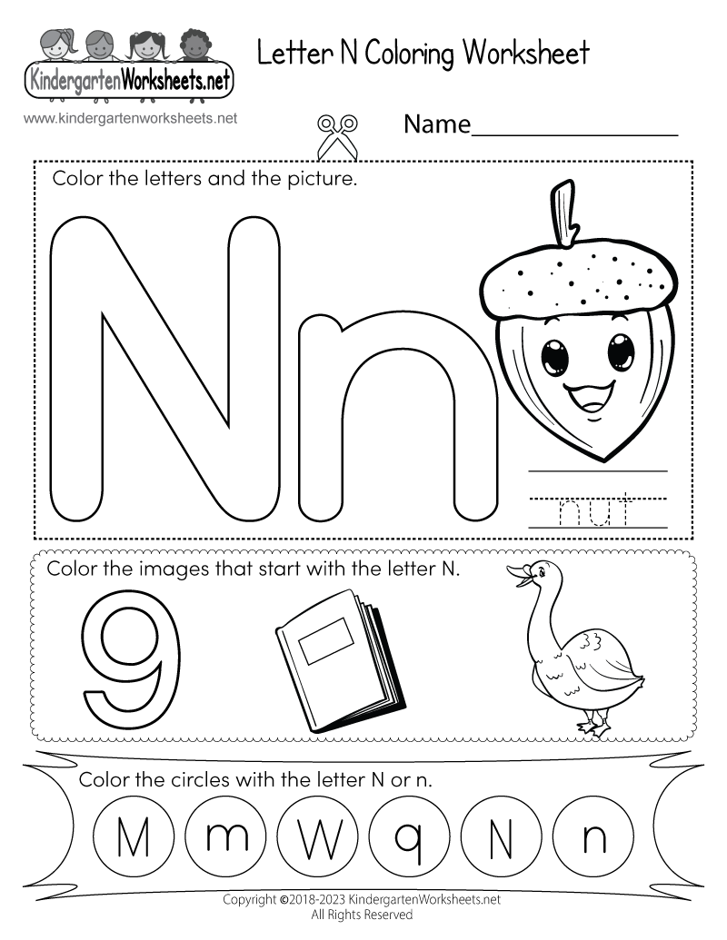 Free Printable Letter N Coloring Worksheet Free Letter N Phonics Worksheet For Preschool Beginning Sounds
