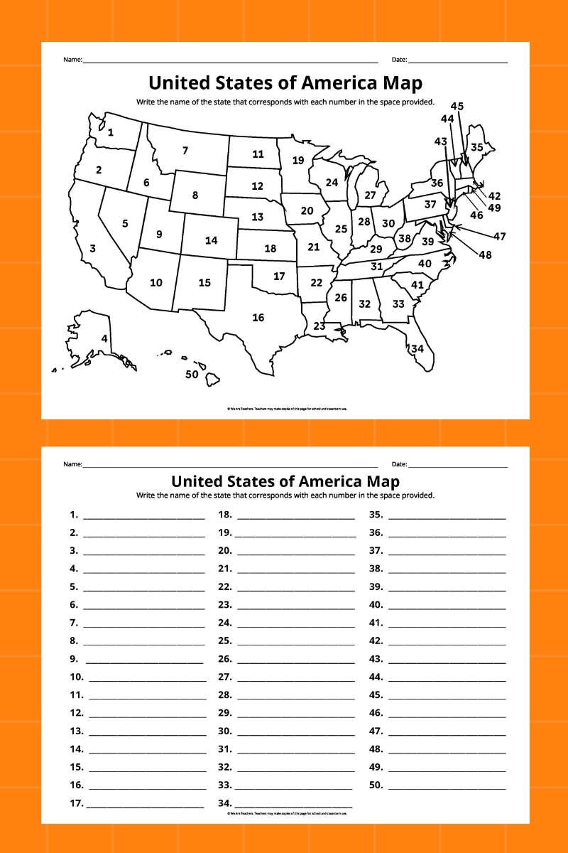 Free Printable Maps Of The United States Bundle US Geography Color Name States Worksheet Made By Teachers