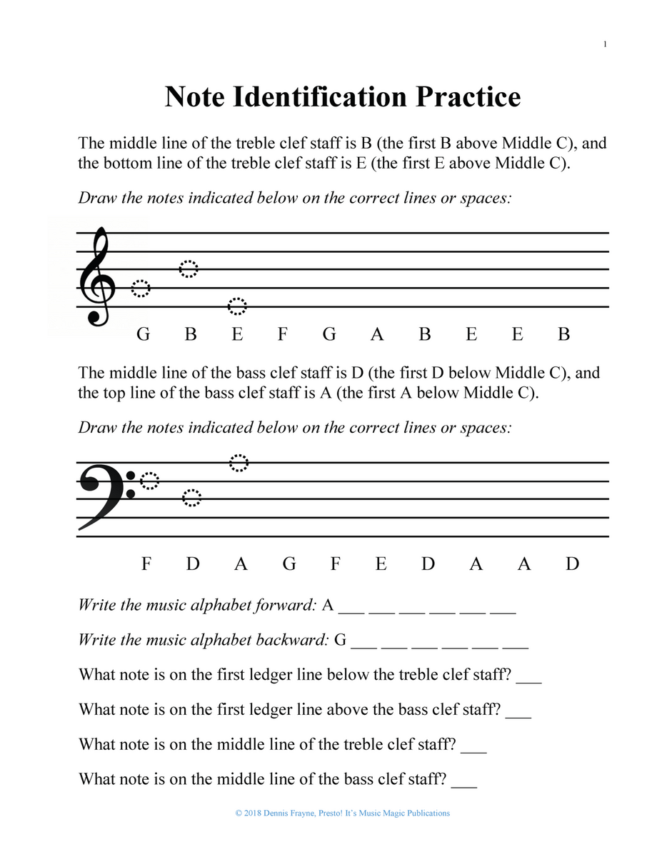 FREE Printable Music Note Naming Worksheets Presto Its Music Worksheets Library