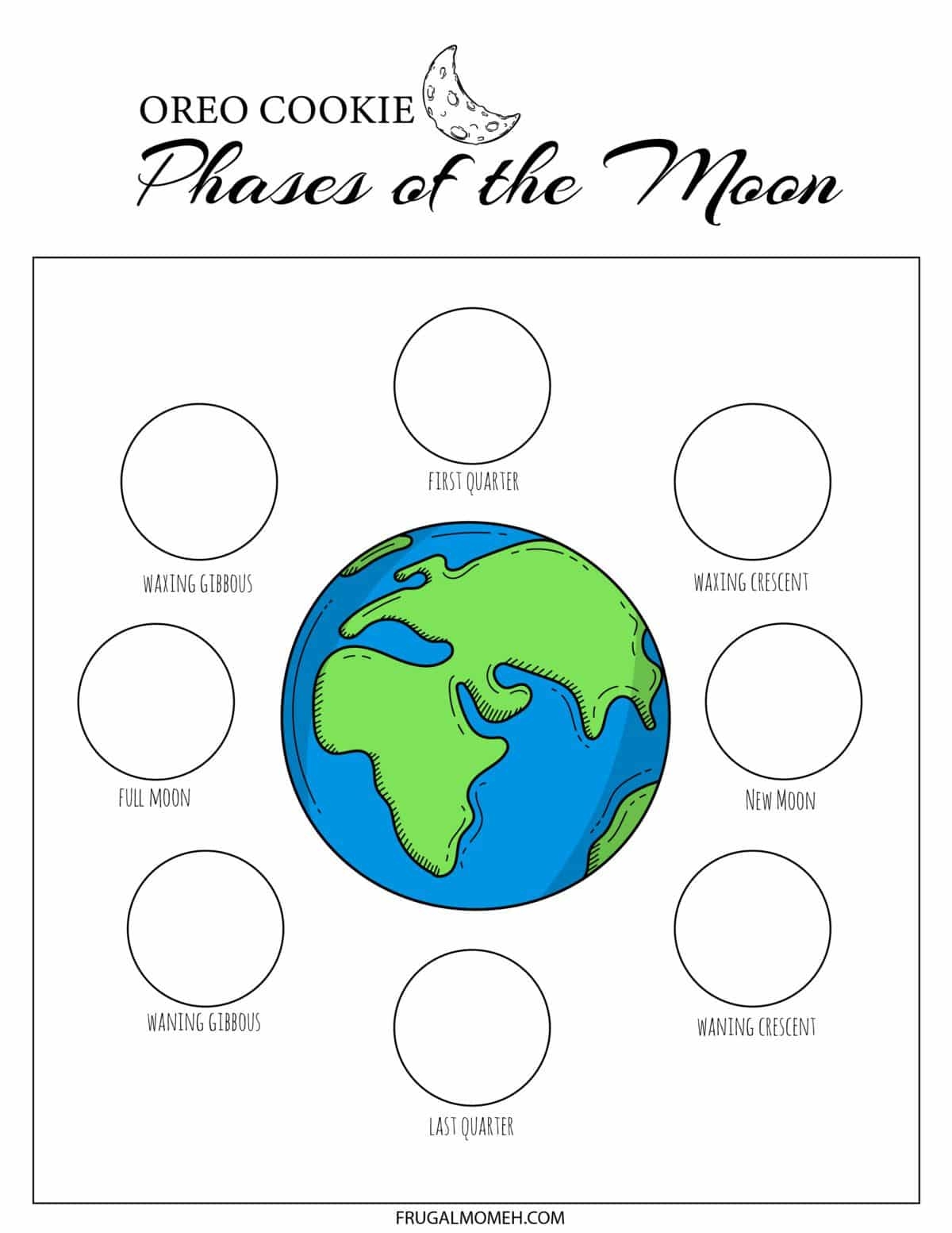 Free Printable Phases Of The Moon Worksheets Frugal Mom Eh 4th Grade Easter Phases Of The Moon Worksheets Printable