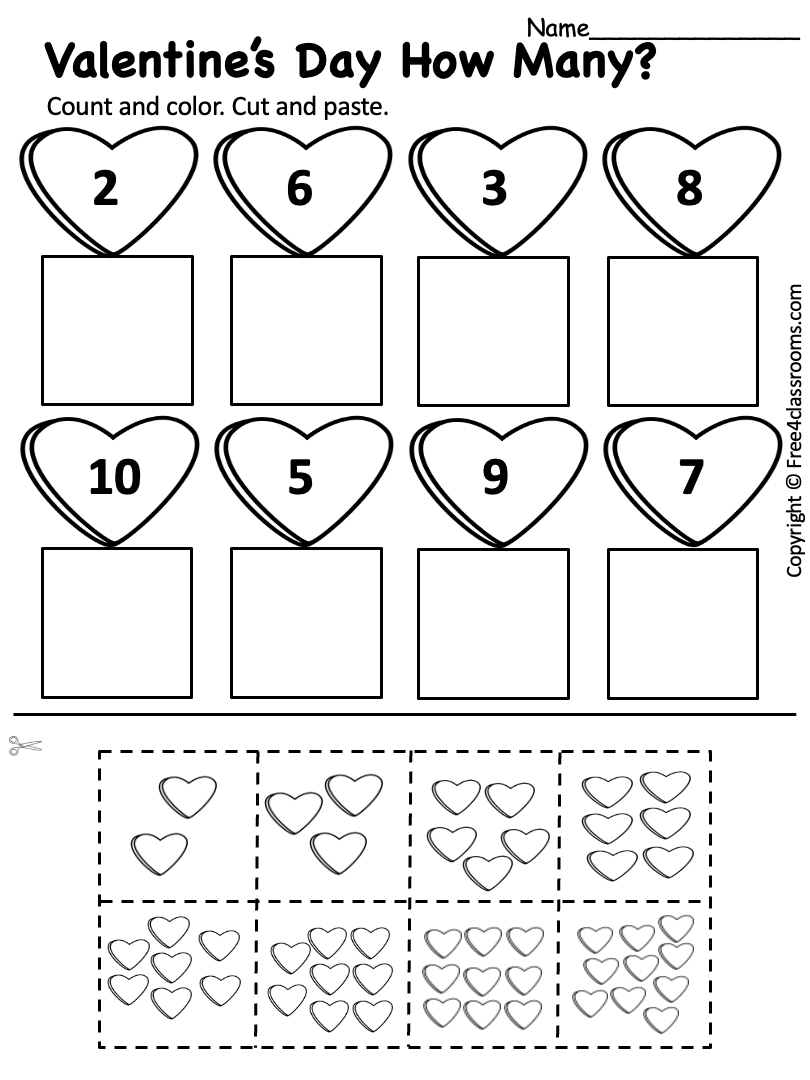 Free Printable Preschool Worksheet Valentine S Day Cut And Paste Valentine S Day Worksheets For Preschool Or Kindergarten Mom Life Made Easy