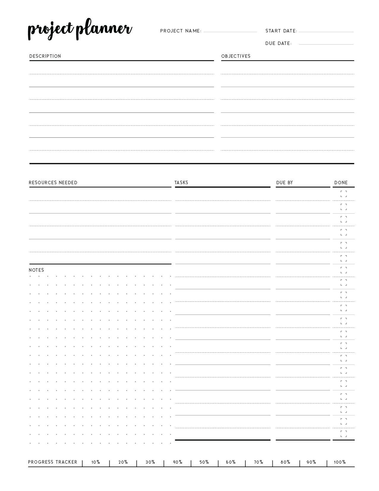 Free Project Planner Printable Overview PDF Sheets Crazy Laura