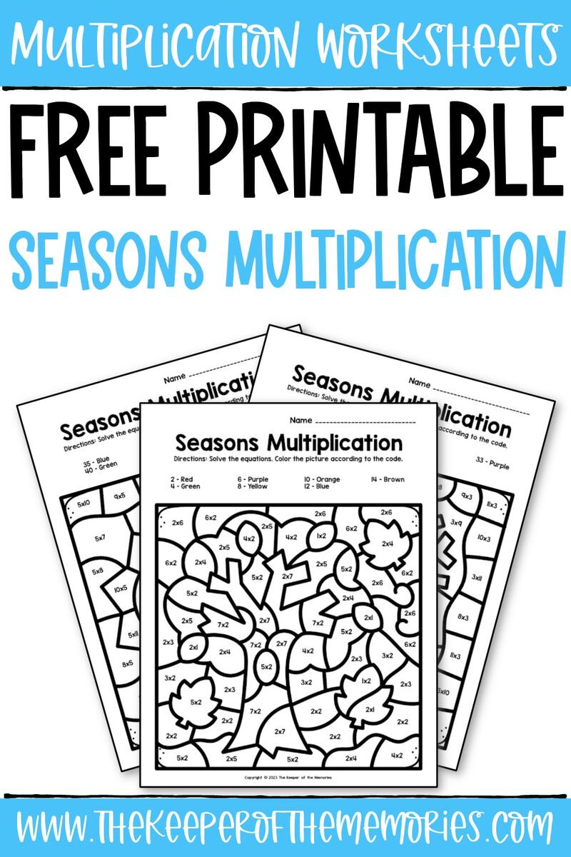 Free Printable Seasons Color By Number Multiplication Worksheets The Keeper Of The Memories Multiplication Color By Number Superstar Worksheets