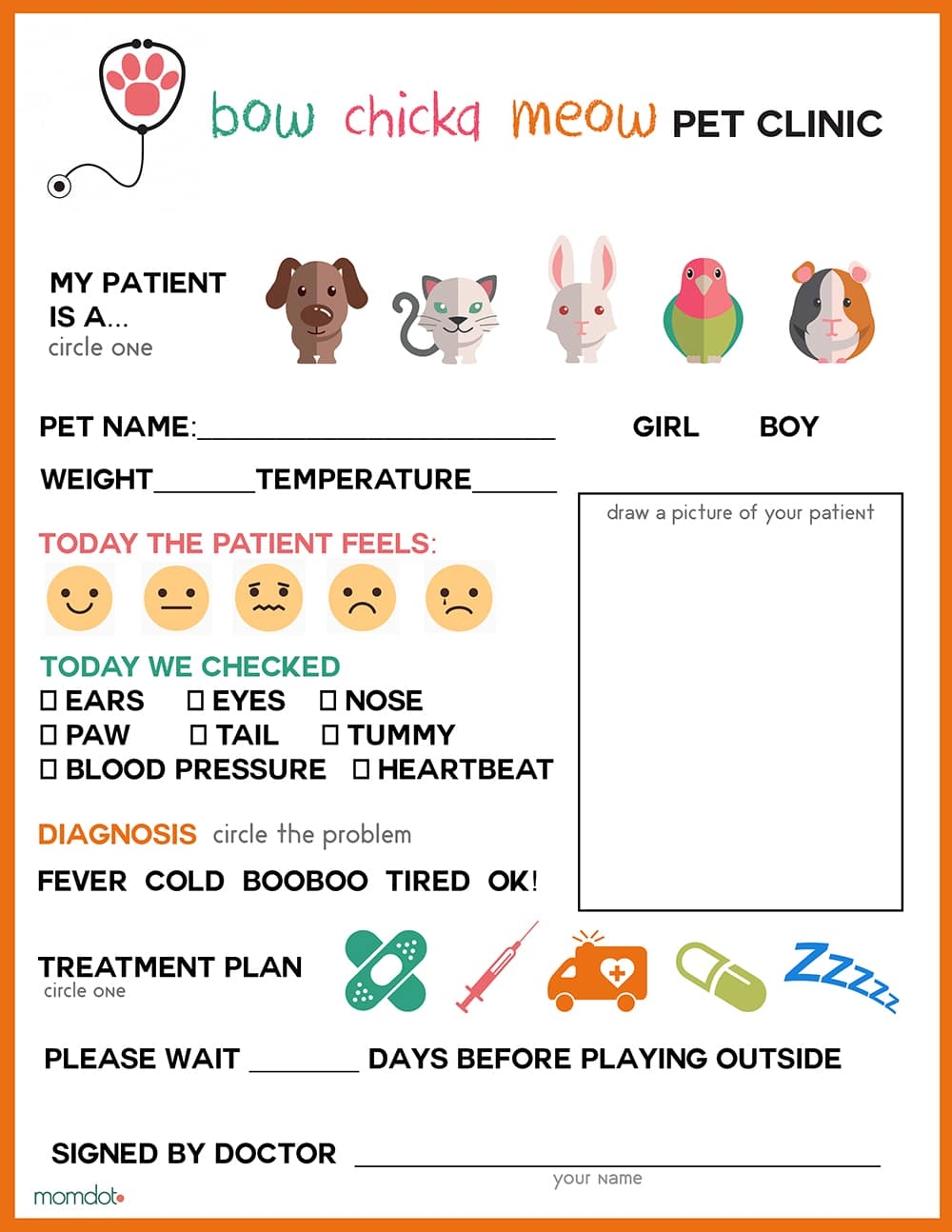 Free Printable Vet Office Pretend Play Sheet Free Printable Vet Office Pretend Play Sheet