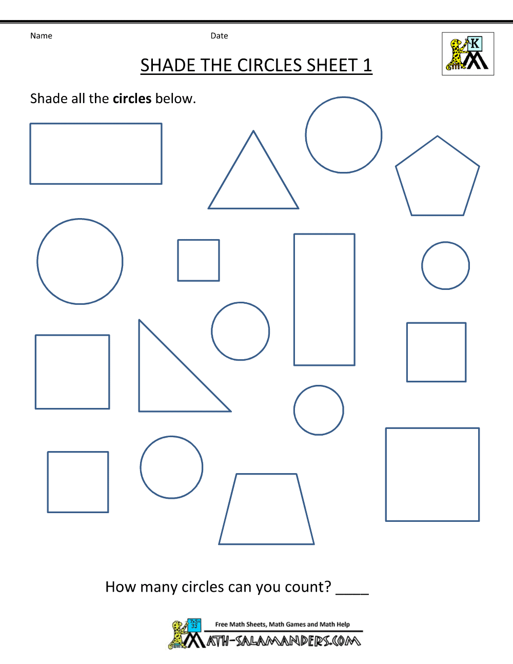 Free Shape Worksheets Kindergarten
