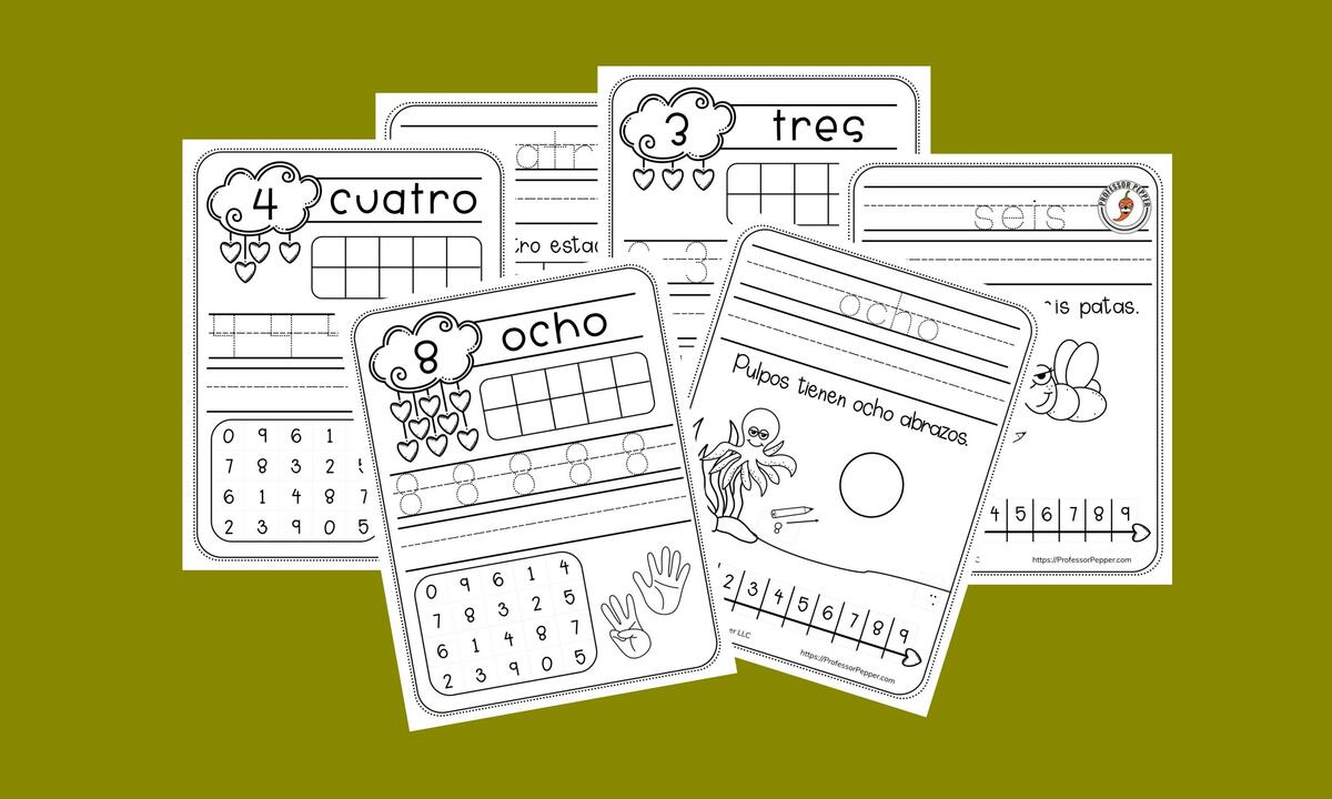 Free Spanish Numbers Practice Worksheets Hearts Edition Professor Pepper Spanish Numbers Superstar Worksheets