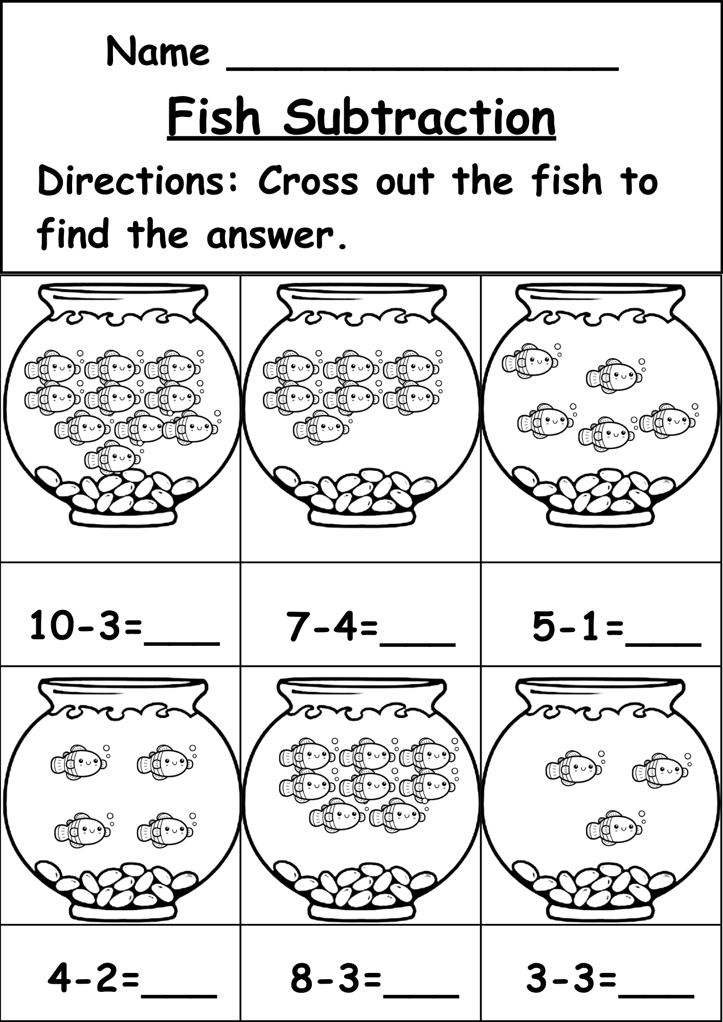 Free Subtraction Worksheets For Kindergarten Subtraction To 10 Worksheets