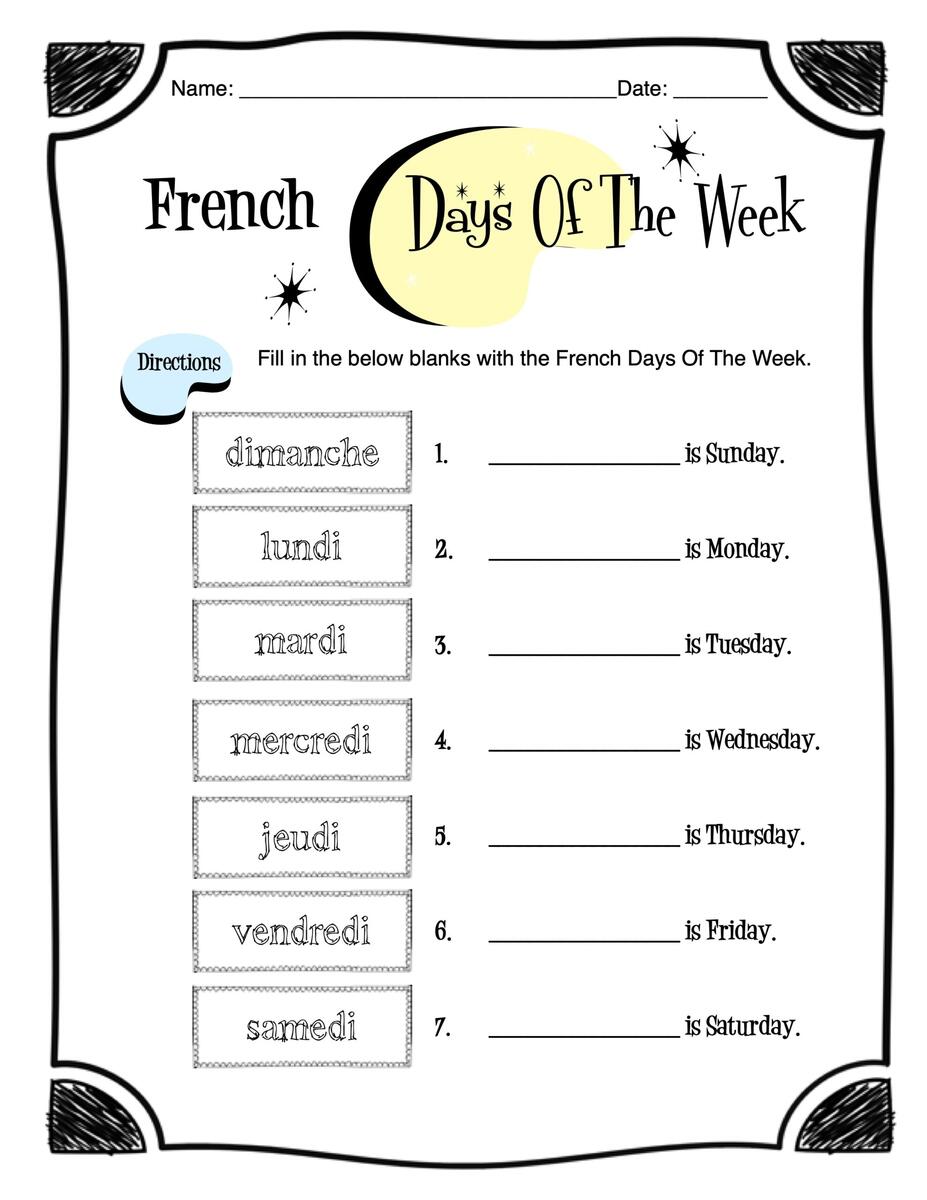 French Days Of The Week Worksheet Packet Made By Teachers French Days Of The Week Worksheet Packet Made By Teachers