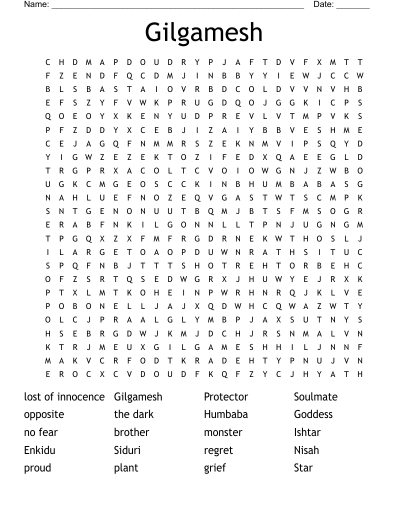 Gilgamesh Word Search WordMint