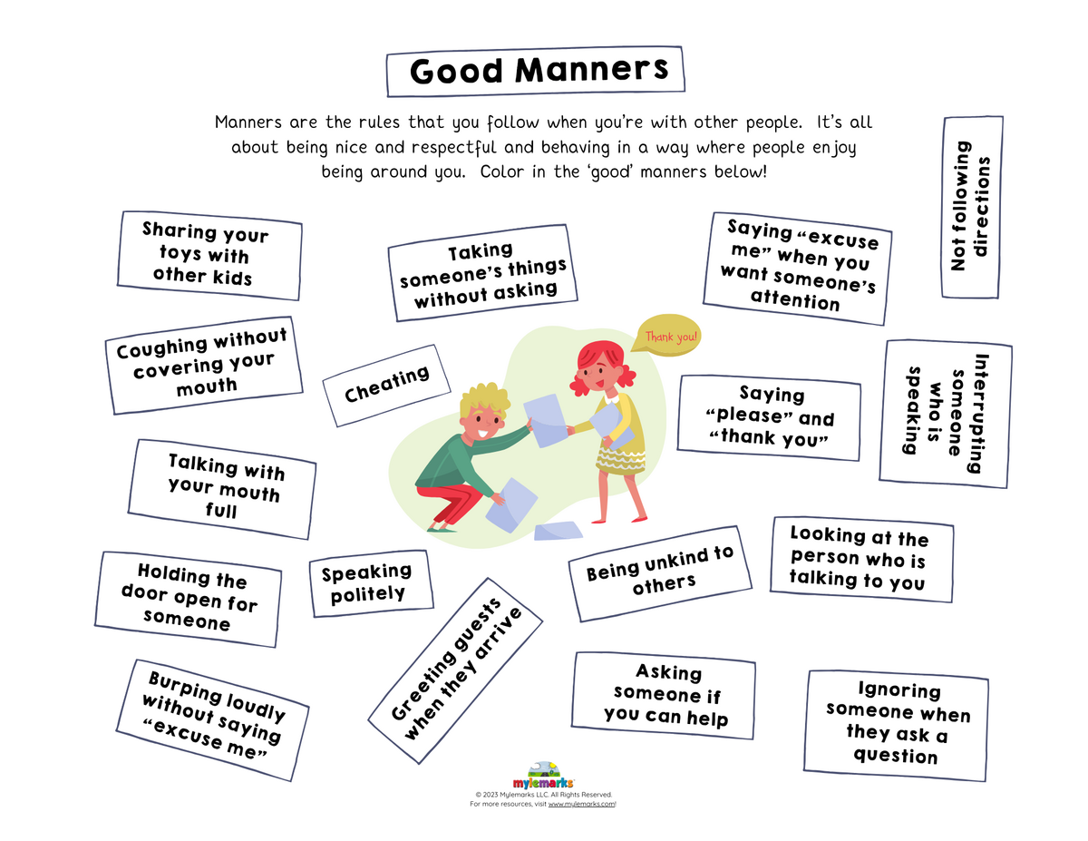 Manners Worksheets For Preschool And Kindergarten 2 To 6 Years Kids