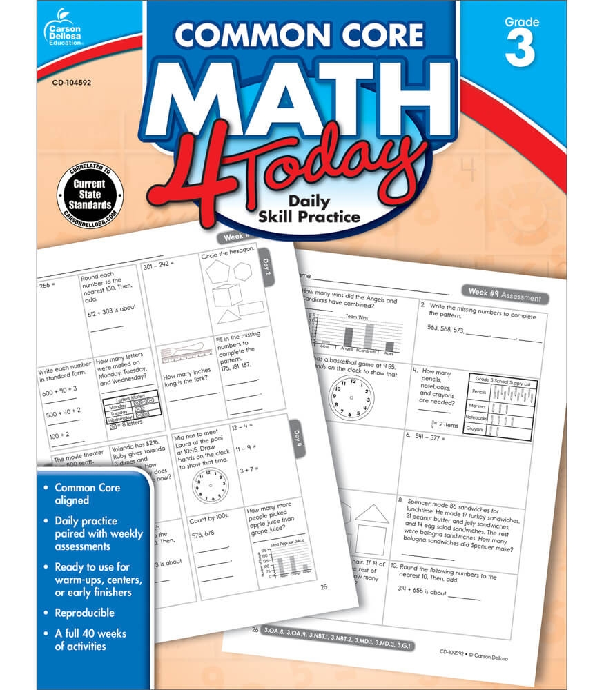 Grade 3 Common Core Math 4 Today Workbook Paperback Worksheets Library Grade 3 Common Core Math 4 Today Workbook Paperback Worksheets Library