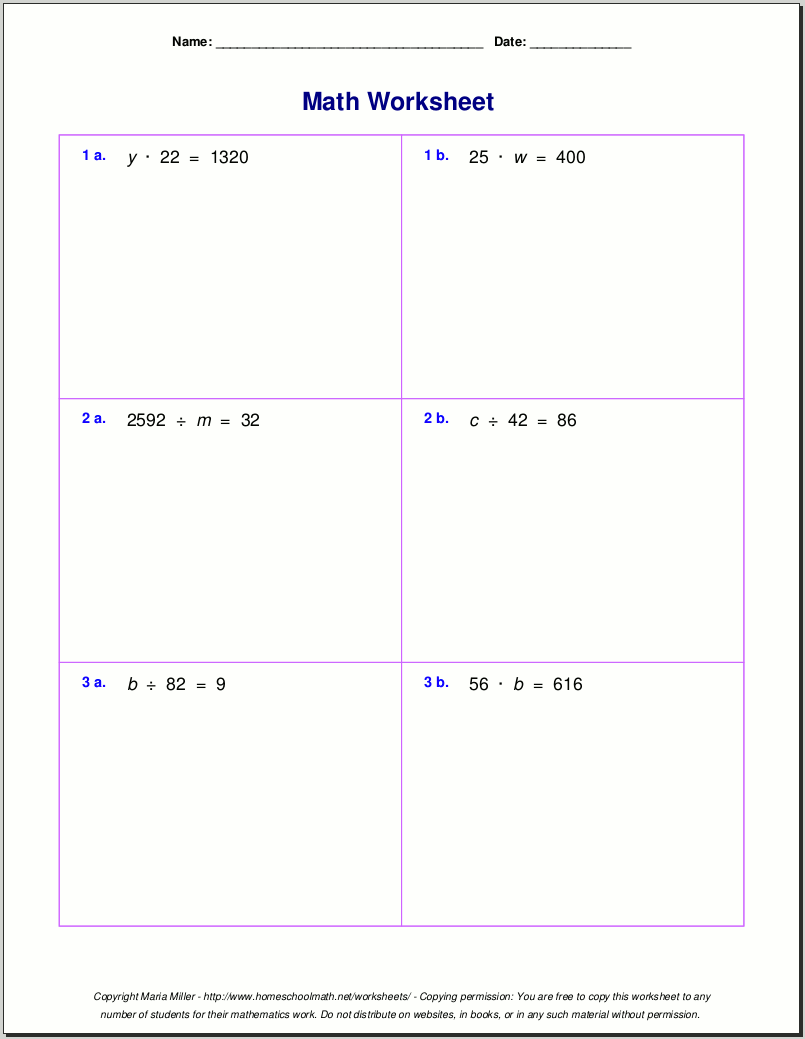 Long Division Worksheets For 5th Grade