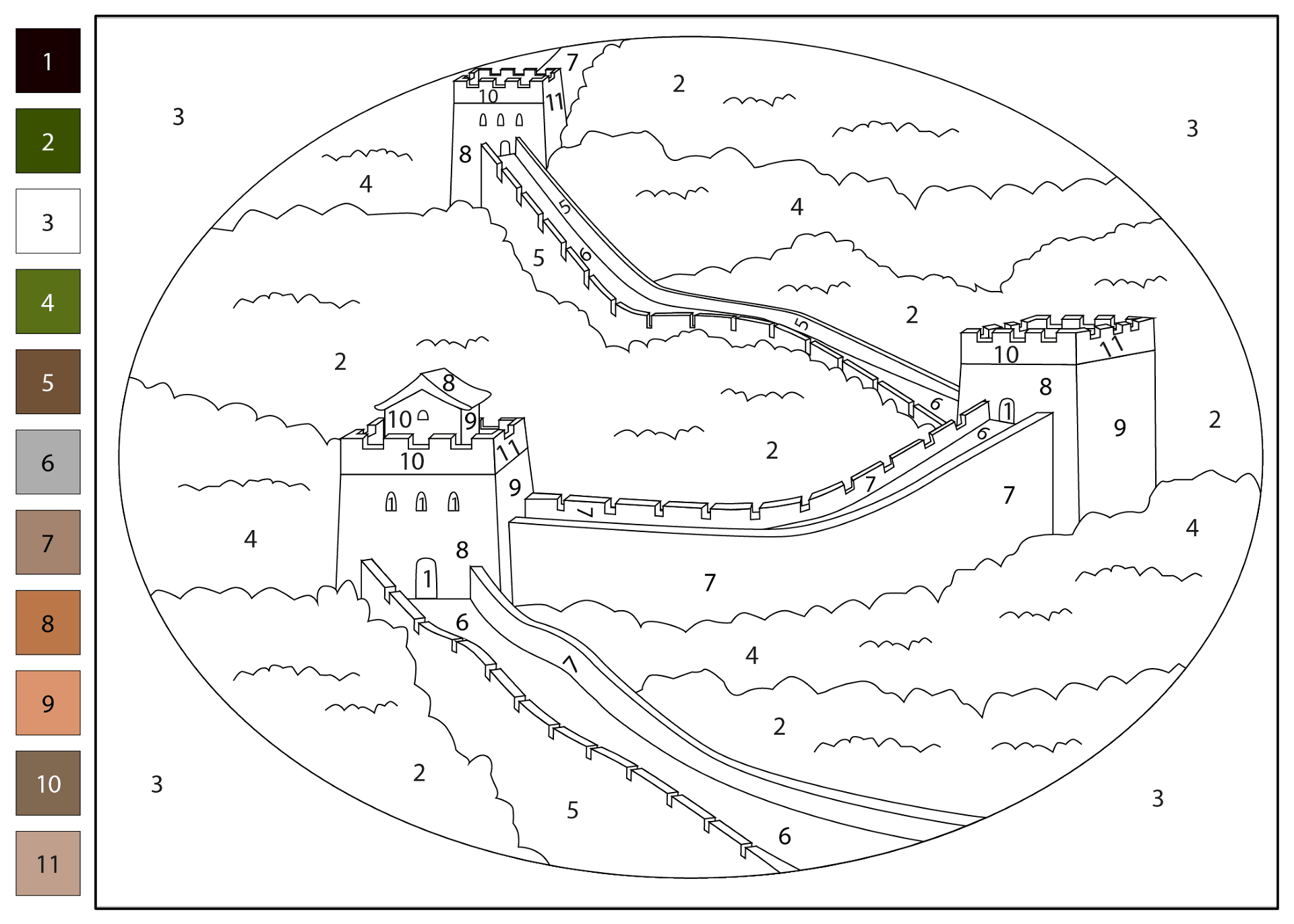 Great Wall Of China Color By Number Coloring Page Free Printable Great Wall Of China Color By Number Coloring Page Free Printable