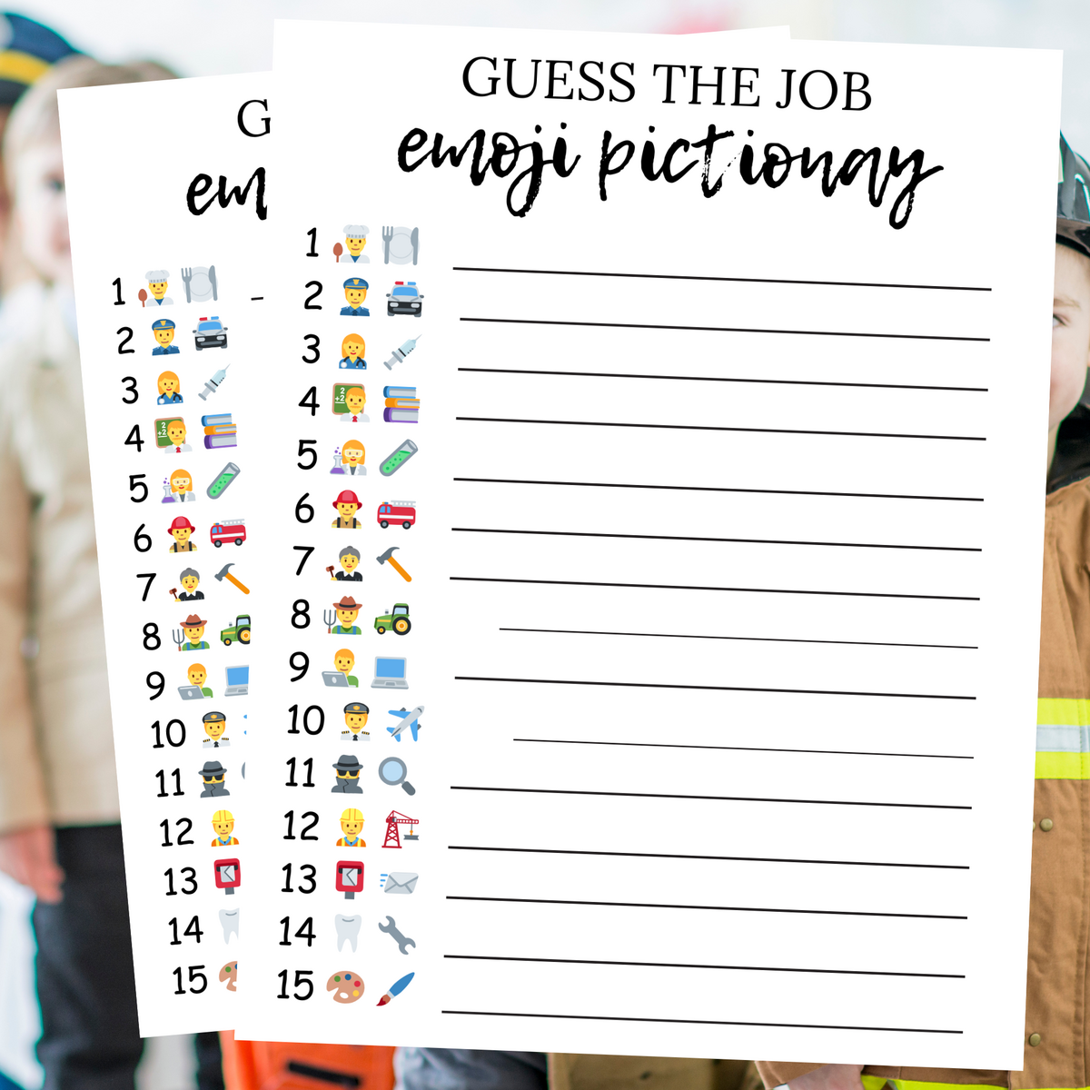 Guess The Job Emoji Pictionary QUIZ Game INSTANT DOWNLOAD