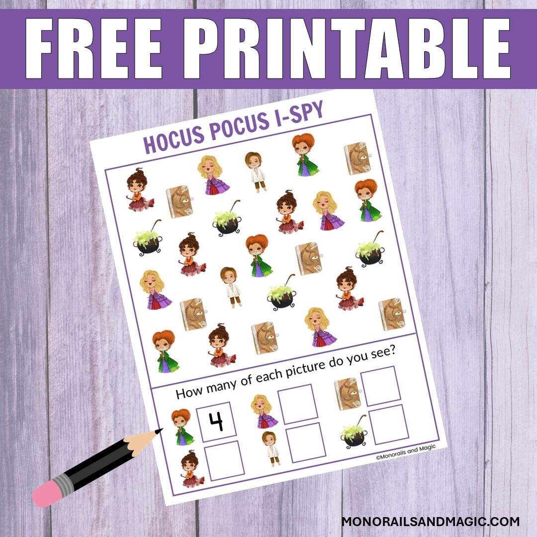 Hocus Pocus I Spy Free Printable Activity Monorails And Magic Hocus Pocus Word Search Free Printable Monorails And Magic