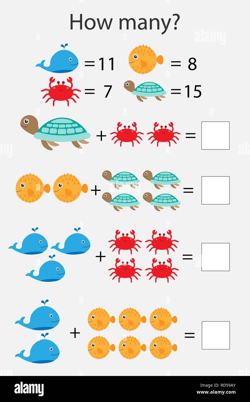 How Many Counting Game With Ocean Animals For Kids Educational Maths Task For The Development Of Logical Thinking Preschool Worksheet Activity Coun Stock Vector Image Art Alamy