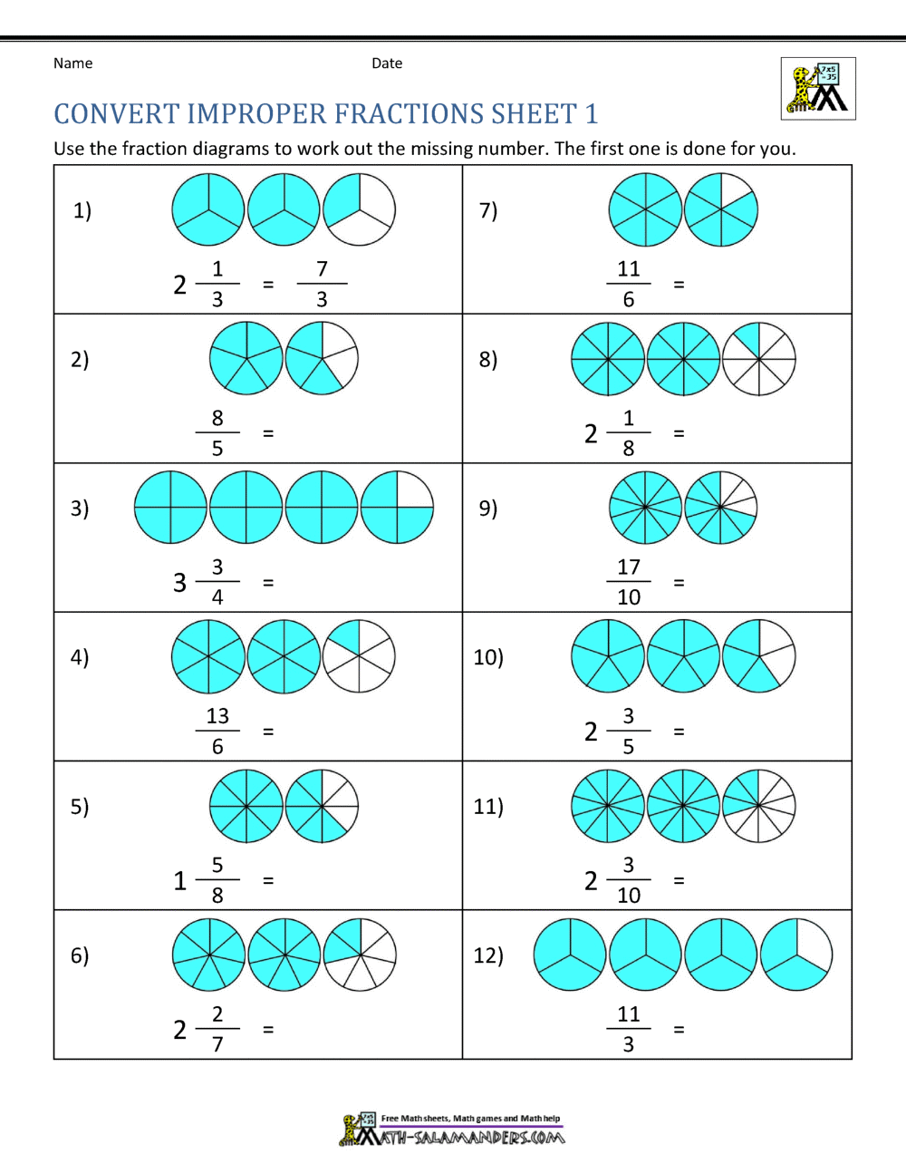 Improper Fraction Worksheets Mixed Numbers Improper Fractions A Fun And Engaging 4th Grade PDF Worksheets Cazoom Math