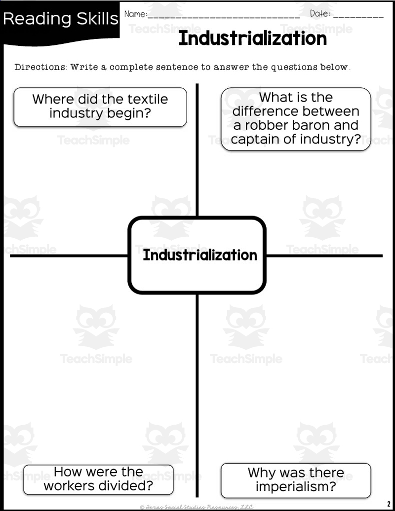 Industrialization Reading Packet By Teach Simple Industrialization Reading Packet By Teach Simple