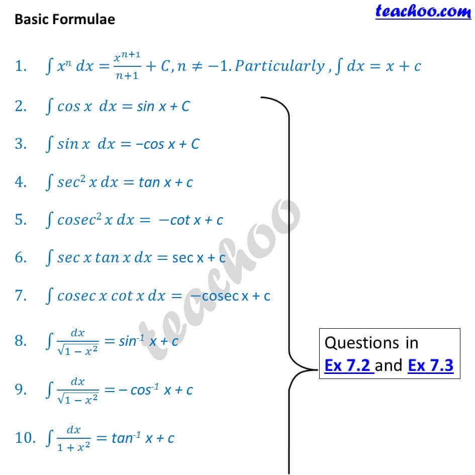 Integration Formulas In PDF With All Formulas Practice Questions Integration Formulas In PDF With All Formulas Practice Questions