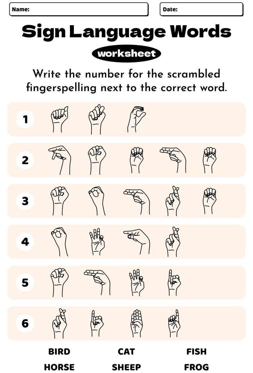 Interactive Sign Language Worksheets Engaging Activities For Learning ASL Interactive Sign Language Worksheets Engaging Activities For Learning ASL