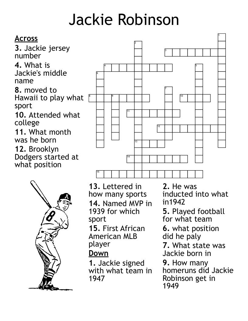 Jackie Robinson Crossword WordMint Jackie Robinson Crossword WordMint