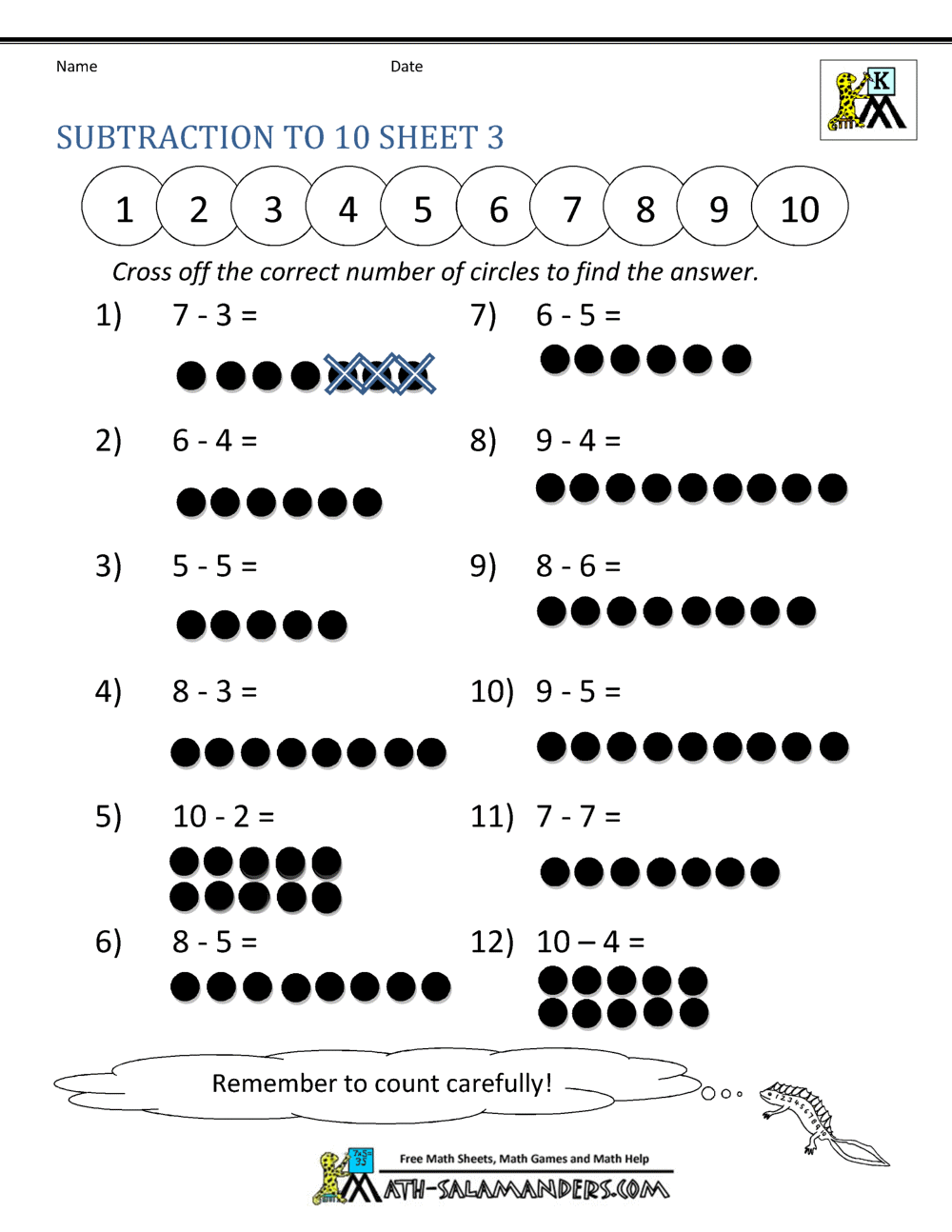 Kindergarten Addition And Subtraction Worksheets