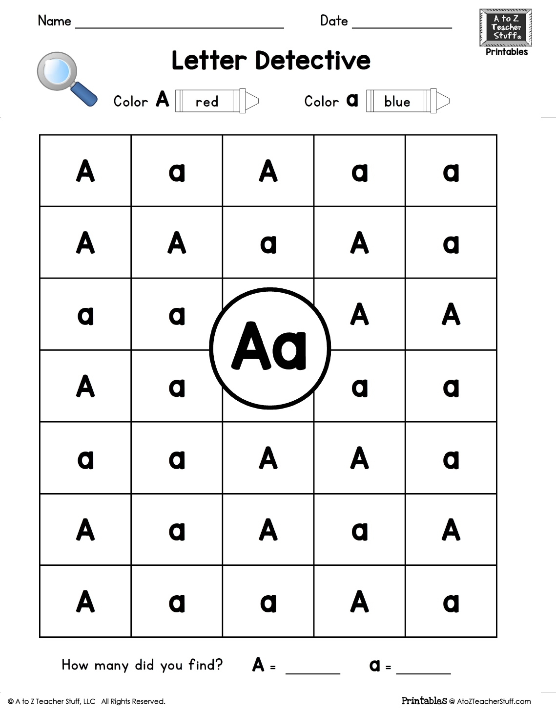 Letter A Letter Detective Uppercase Lowercase Visual Discrimination A To Z Teacher Stuff Letter A Letter Detective Uppercase Lowercase Visual Discrimination A To Z Teacher Stuff