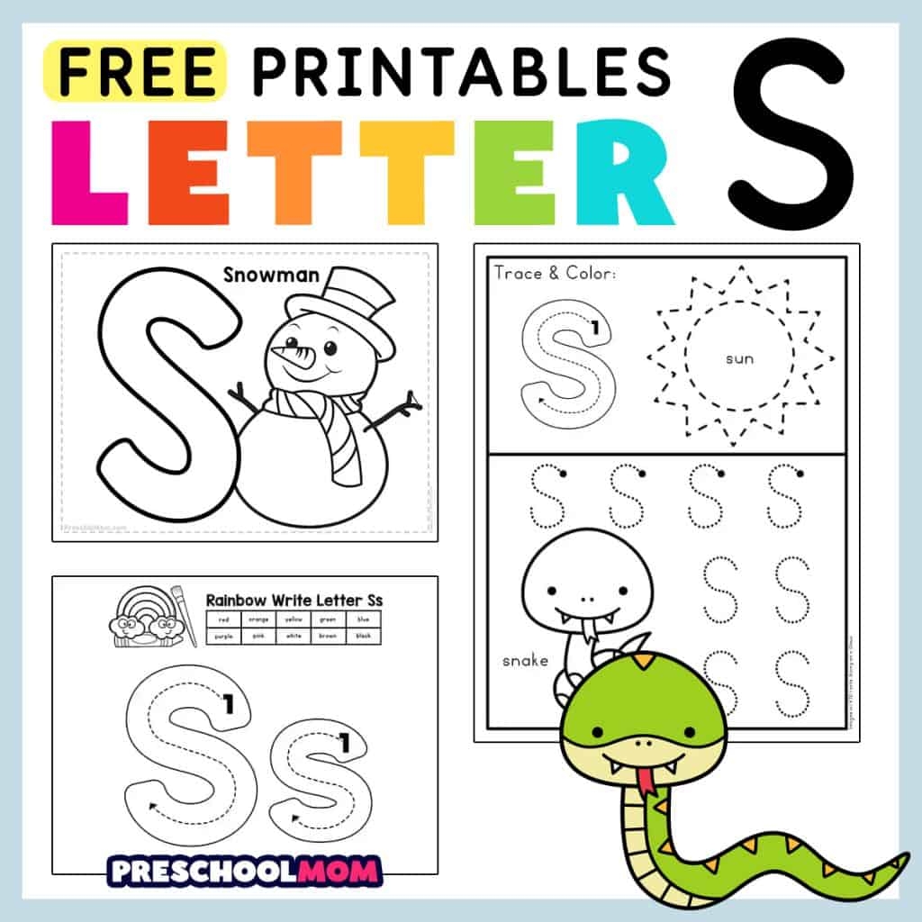 Preschool Learning Letter S Practice Free Printable Worksheet Sweet Benanna Sam